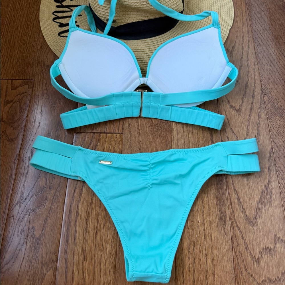 Rare Victoria's Secret Aqua Hottie Push Up Bikini Top and Matching Itsy Bottoms - Picture 5 of 10